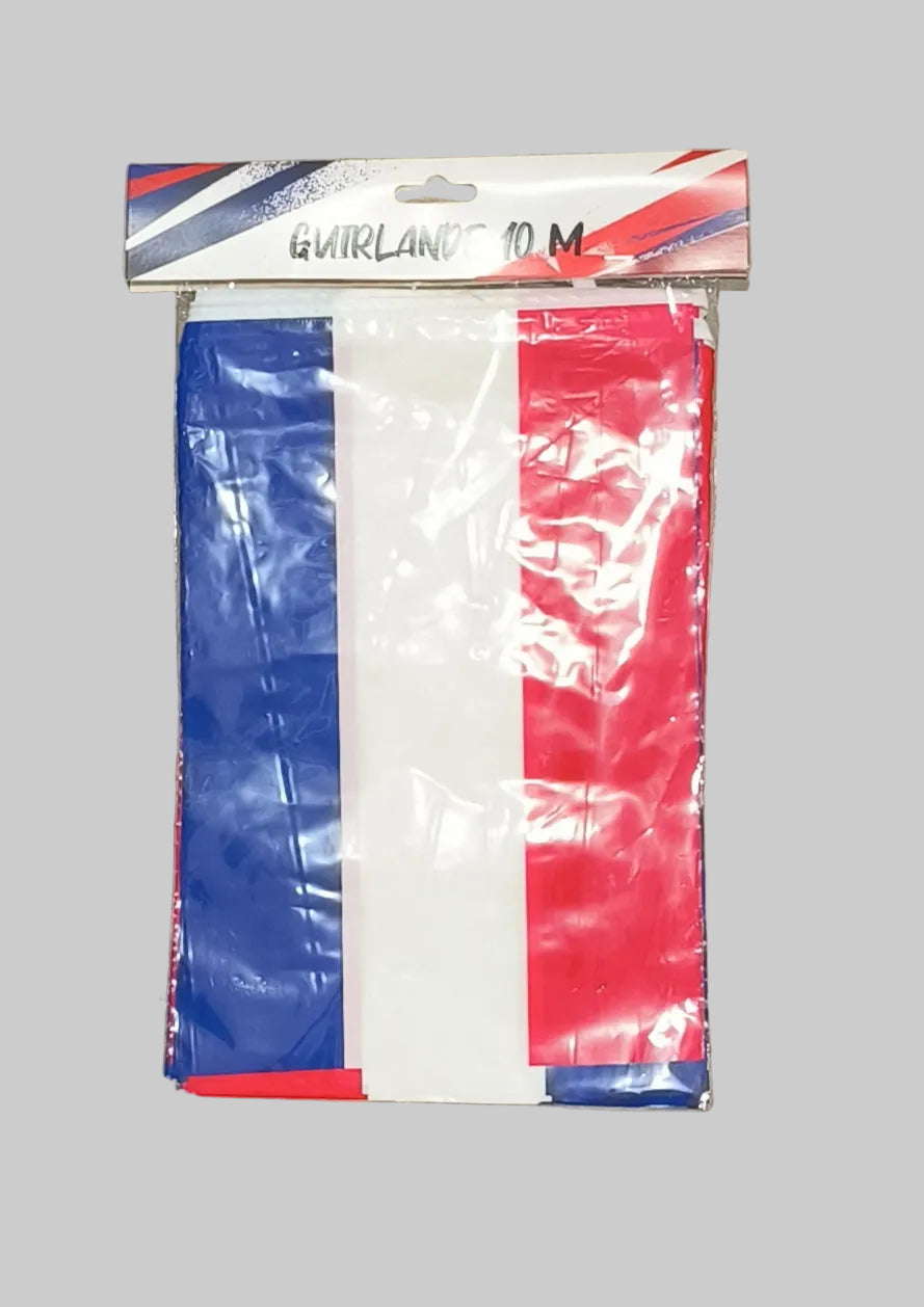 Guirlande France bleu, blanc, rouge – 20 fanions – 10 m