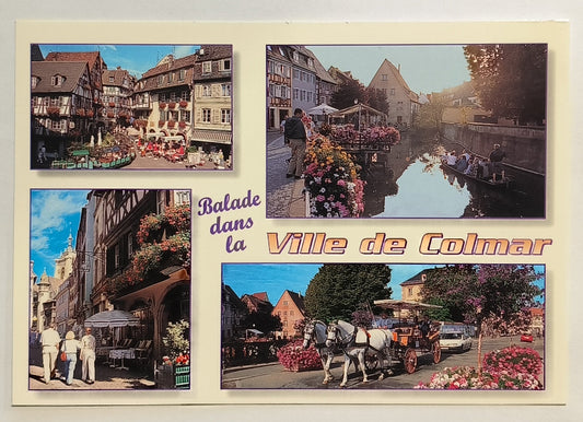 Carte postale années 1990 – Balade dans la ville de Colmar, Alsace