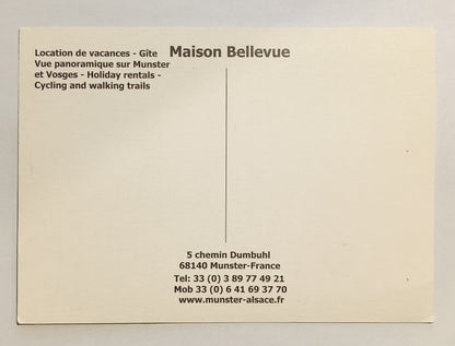 Carte postale Maison Bellevue à Munster – Maison avec étang