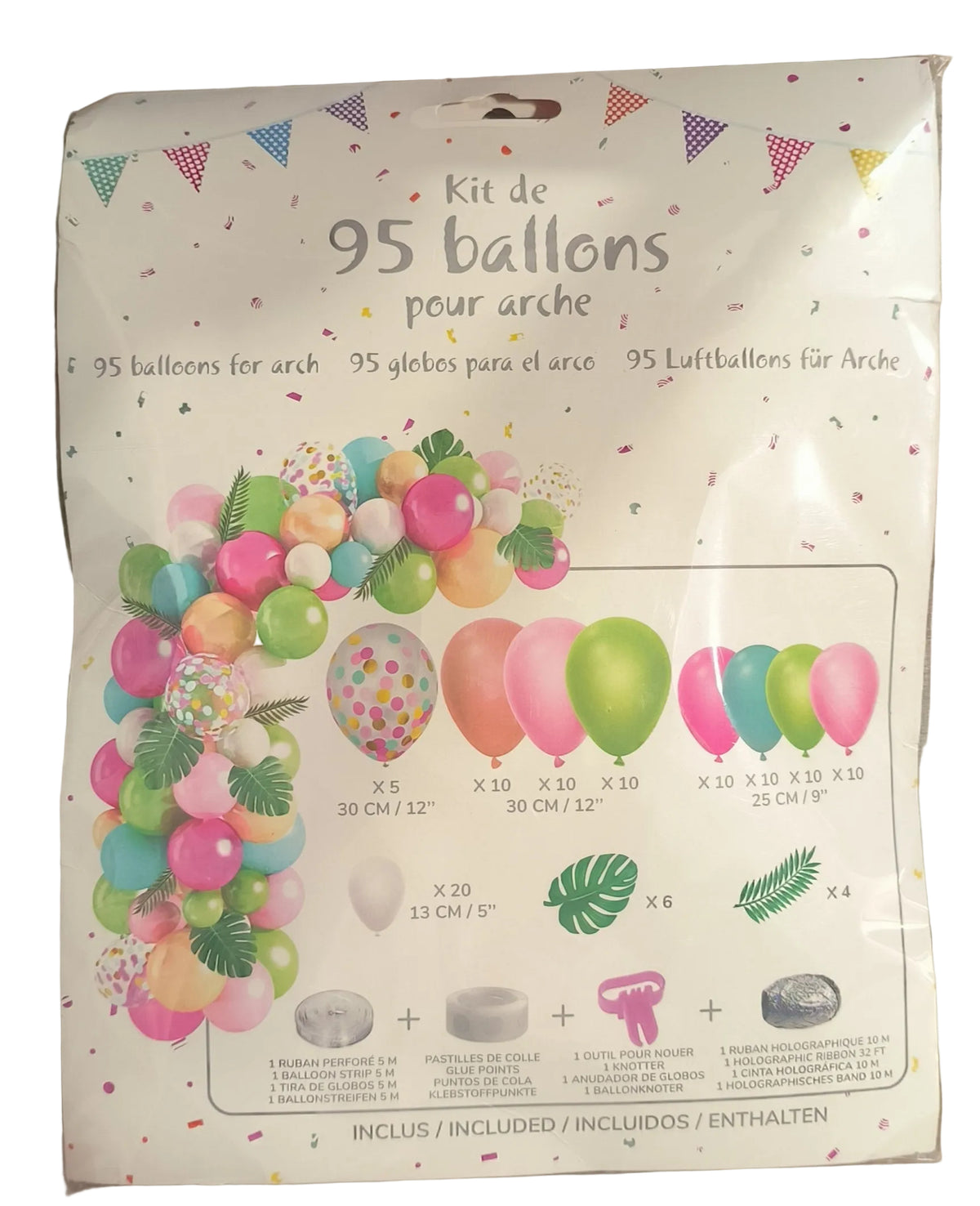 Kit arche de 95 ballons multicolores avec feuillage – CDA