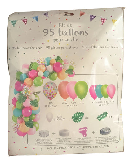 Kit arche de 95 ballons multicolores avec feuillage – CDA