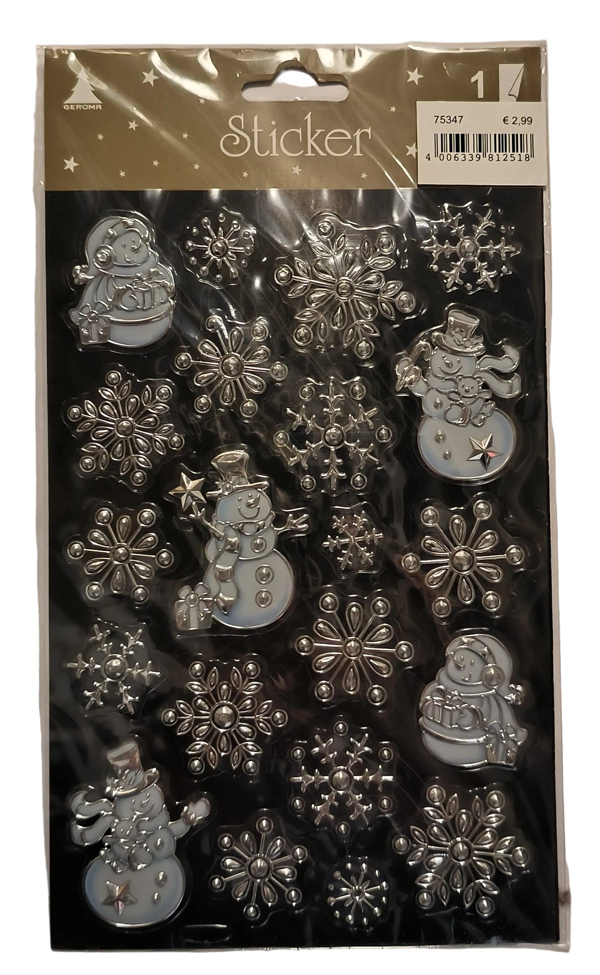 Stickers de Noël en relief flocons et bonhomme de neige – Geroma