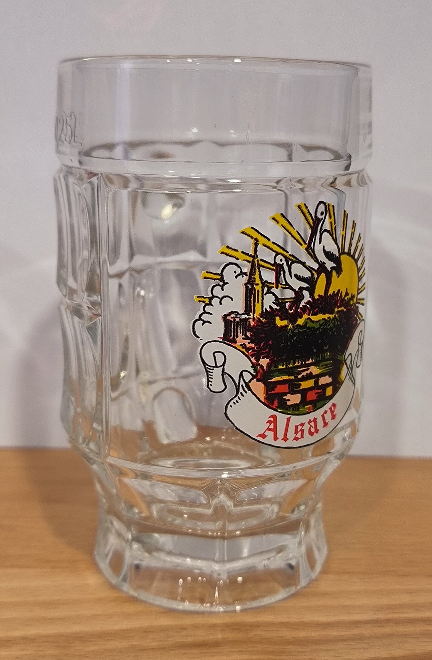 Choppe à bière alsacienne - Motif nid de cigogne 13 cm - Fabriquée en France