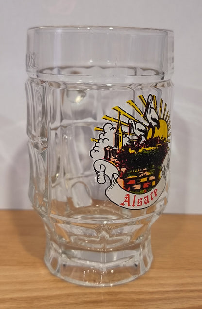 Choppe à bière alsacienne - Motif nid de cigogne 13 cm - Fabriquée en France
