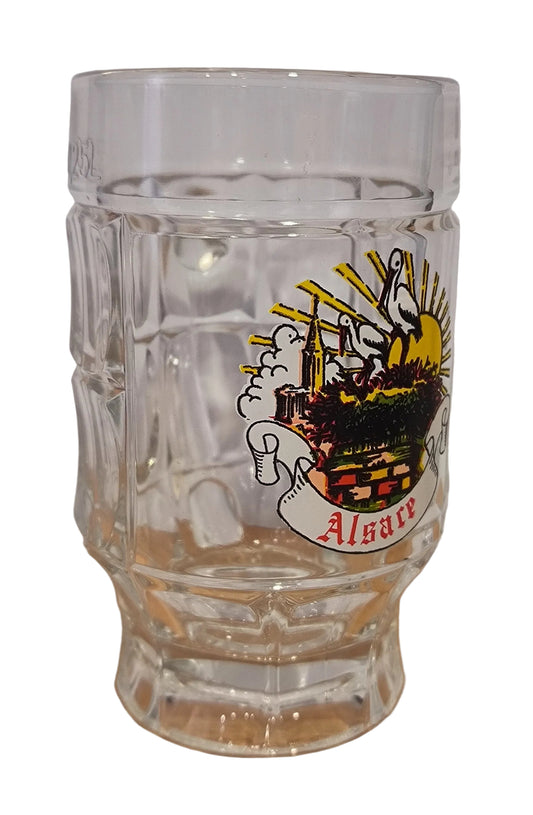 Choppe à bière alsacienne - Motif nid de cigogne 13 cm - Fabriquée en France