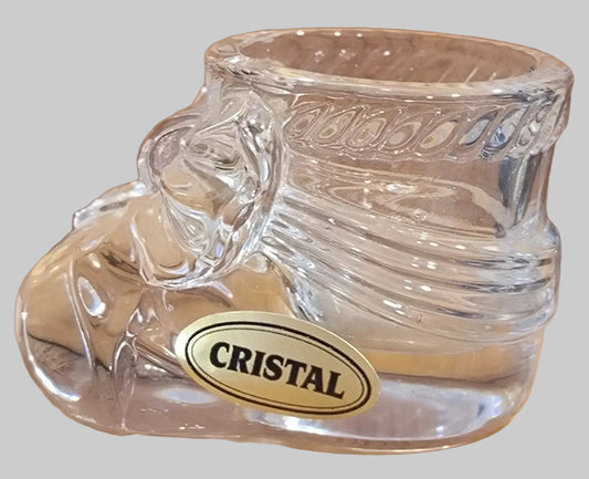 Paire de chaussons décoratifs en cristal transparent - Vintage années 80/90