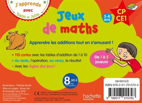 Sami et Julie - 110 cartes pour apprendre les tables d'addition