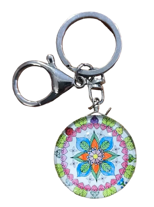 Porte-clés Zen Mandala Multicolore - Pétale bleu