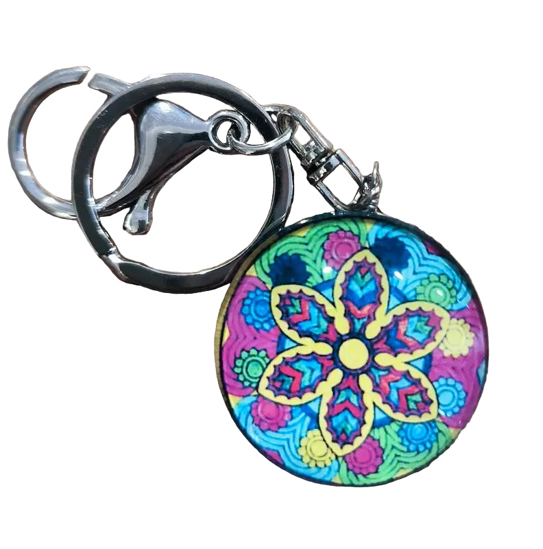 Porte-clés Zen  Fleurs Mandala Multicolore