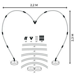 Arche à ballon ALUMINIUM GM forme COEUR 2.2 x 2.3 m avec base lest à eau