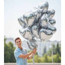 Ballon foil coeur 40 cm ARGENT