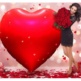 Ballon géant COEUR foil rouge mat 130 x 140 cm XXXL - Par 5
