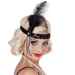 Bandeau Charleston Plumes Véritables - Accessoire Soirée Gatsby | Idée Déguisement Femme