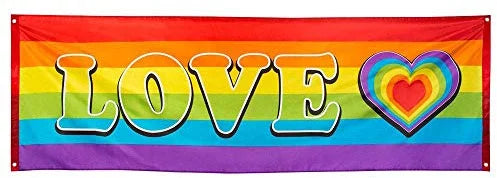 Bannière Love Festival Techno Arc en ciel 220 x 74 cm