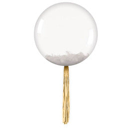 Carton de 12 x Ballon Bubble 40 cm avec Plumes Blanches Tassel 45 cm Foil Or