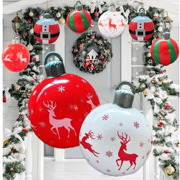 Boules de Noël gonflables en PVC 50 × 35 cm – par 4, modèles assortis