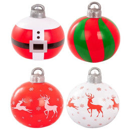 Boules de Noël gonflables en PVC 50 × 35 cm – par 4, modèles assortis