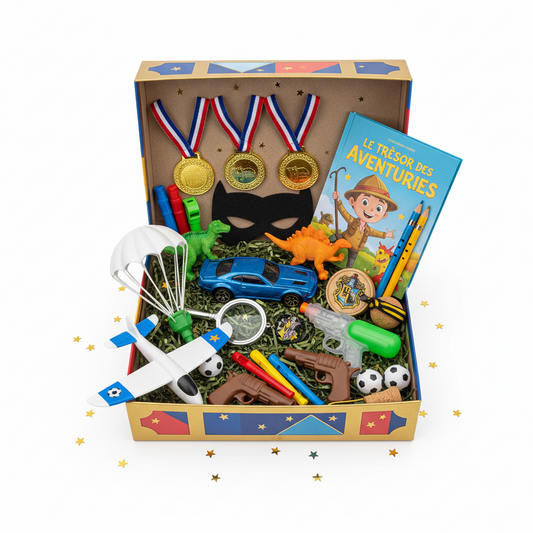 Box Surprise Garçon — 8 Articles + 1 Livre + 1 Cadeau Offerts
