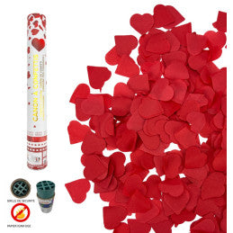 Canon à confettis 40 cm cœurs rouges ininflammable