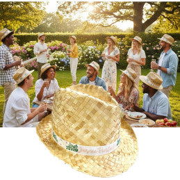 Chapeau Borsalino en paille naturelle - JOURNÉE PARFAITE (lot de 12)