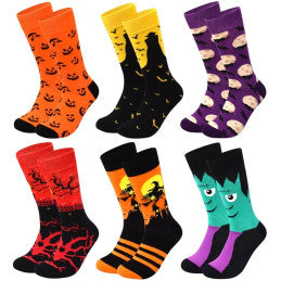 Lot de 12 Chaussettes d’Halloween 36–41 – 6 modèles assortis