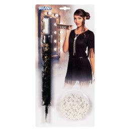 Collier et Fume-Cigarette à Frange Boland 31 cm - Perles Plastique