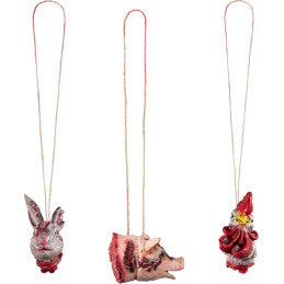 12 colliers Halloween – têtes d’animaux décapités, 3 modèles assortis