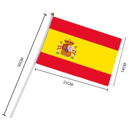 Drapeau Espagne 21 x 14 cm avec Hampe 30 cm