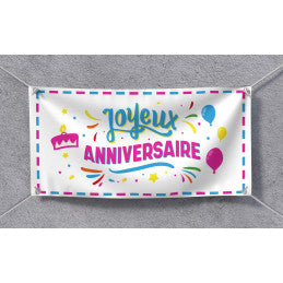 Set de 6 Drapeaux Polyester 90 x 150 cm Joyeux Anniversaire Multicolore