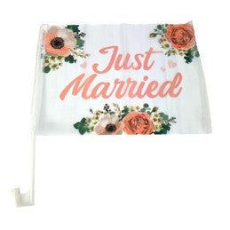 12 Drapeaux Voiture 30x40cm JUST MARRIED