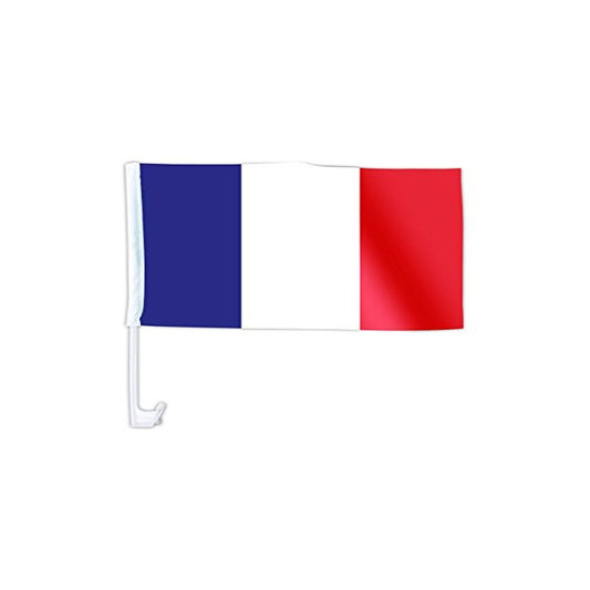 Drapeau avec Hampe France Polyester pour Voiture 45x30cm