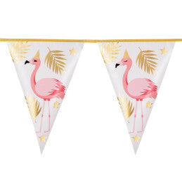 Guirlande 10 fanions FOIL Flamingo 30 x 20 cm 4 m - Par 5