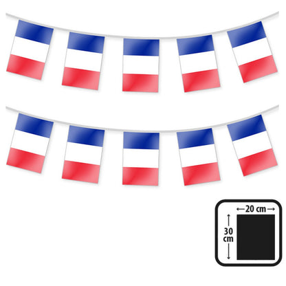 Guirlande 5m 8 fanions France - Plastique 20x30 cm