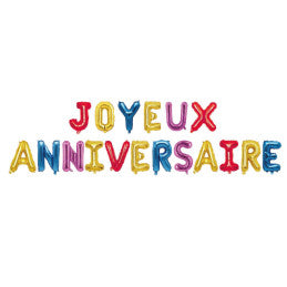 Guirlande Ballons Foil 40cm Mix Couleur Joyeux Anniversaire - CDA