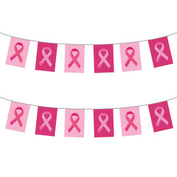 12 Guirlandes Octobre Rose en polyester, 20 fanions recto verso, 10 m