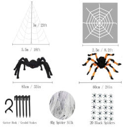 2 Kit de 2 araignées géantes velues avec accessoires – intérieur et extérieur