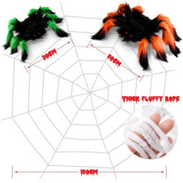 Par 6 kits de 2 araignées velues 50/30 cm avec toile fluff 150 cm