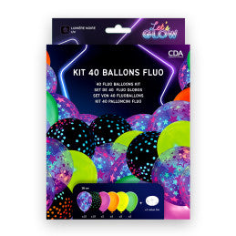 Kit 40 Ballons Fluo Néon UV 30cm - Par 6