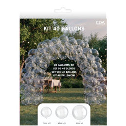 6 Kit de 40 Ballons Bubbles Transparents - 3 Tailles