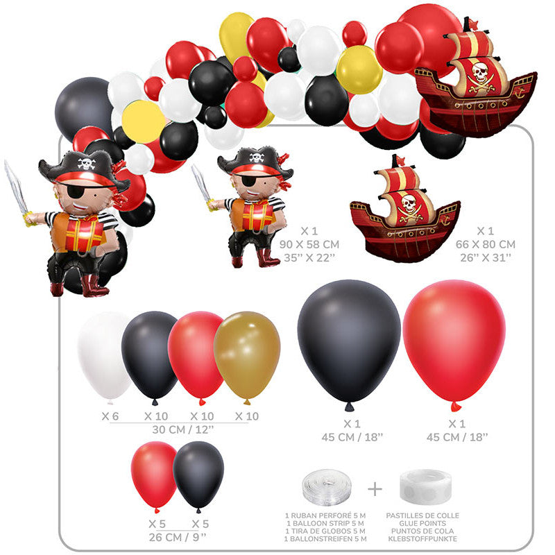 6 Kits 50 Ballons Pirate avec Accessoires