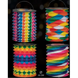 Lampion Cylindrique 16 cm Multicolore - 4 Motifs CDA