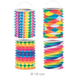 Lampion Cylindrique 16 cm Multicolore - 4 Motifs CDA