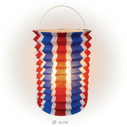 Lampion cylindrique 16cm TRICOLORE