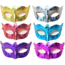 Masque plastique VÉNITIEN - Par 24 (6 coloris assortis)