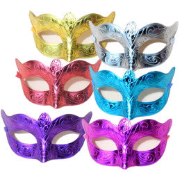 Masque plastique VÉNITIEN - Par 24 (6 coloris assortis)