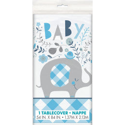 Nappe PE Éléphant Florale Rose et Bleu