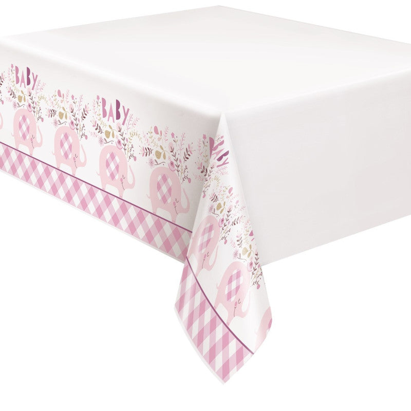 Nappe PE Éléphant Florale Rose et Bleu