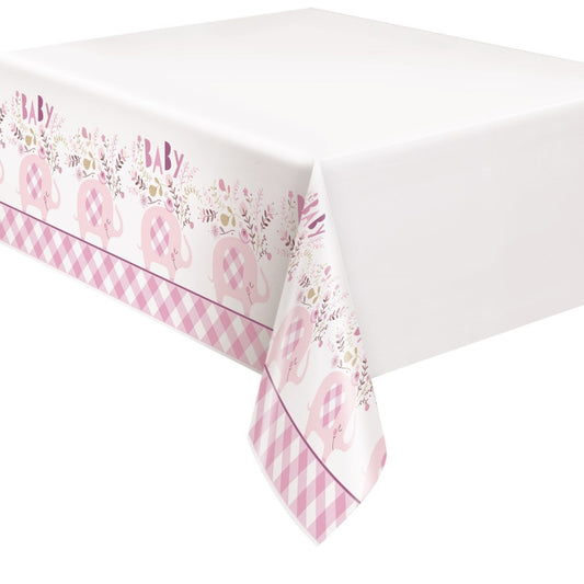 Nappe PE Éléphant Florale Rose et Bleu
