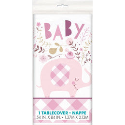 Nappe PE Éléphant Florale Rose et Bleu