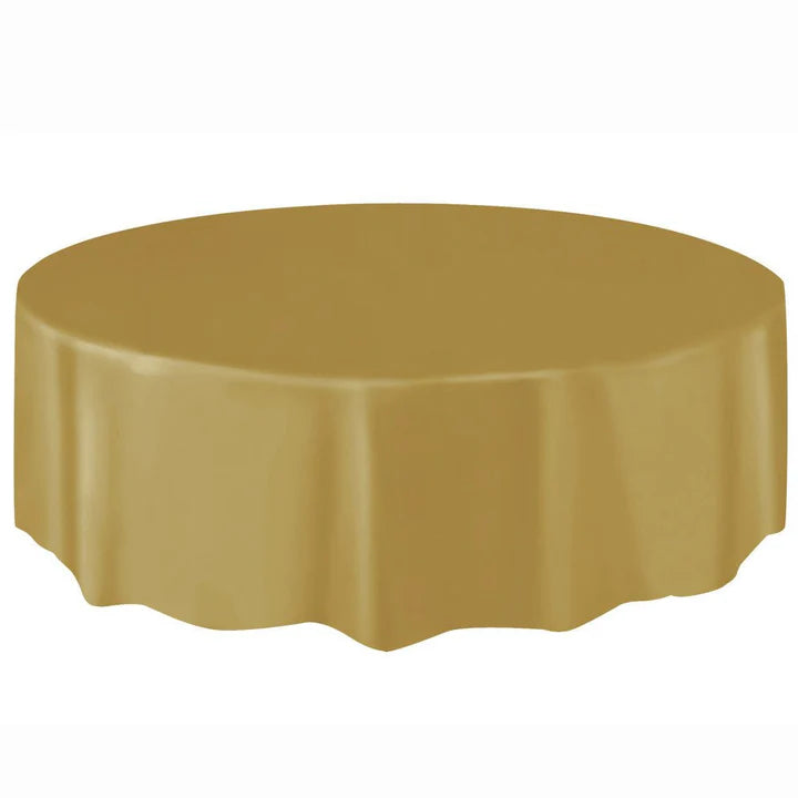 Nappe Plastique Ronde 213 cm - Transparent, Dorée, Noire